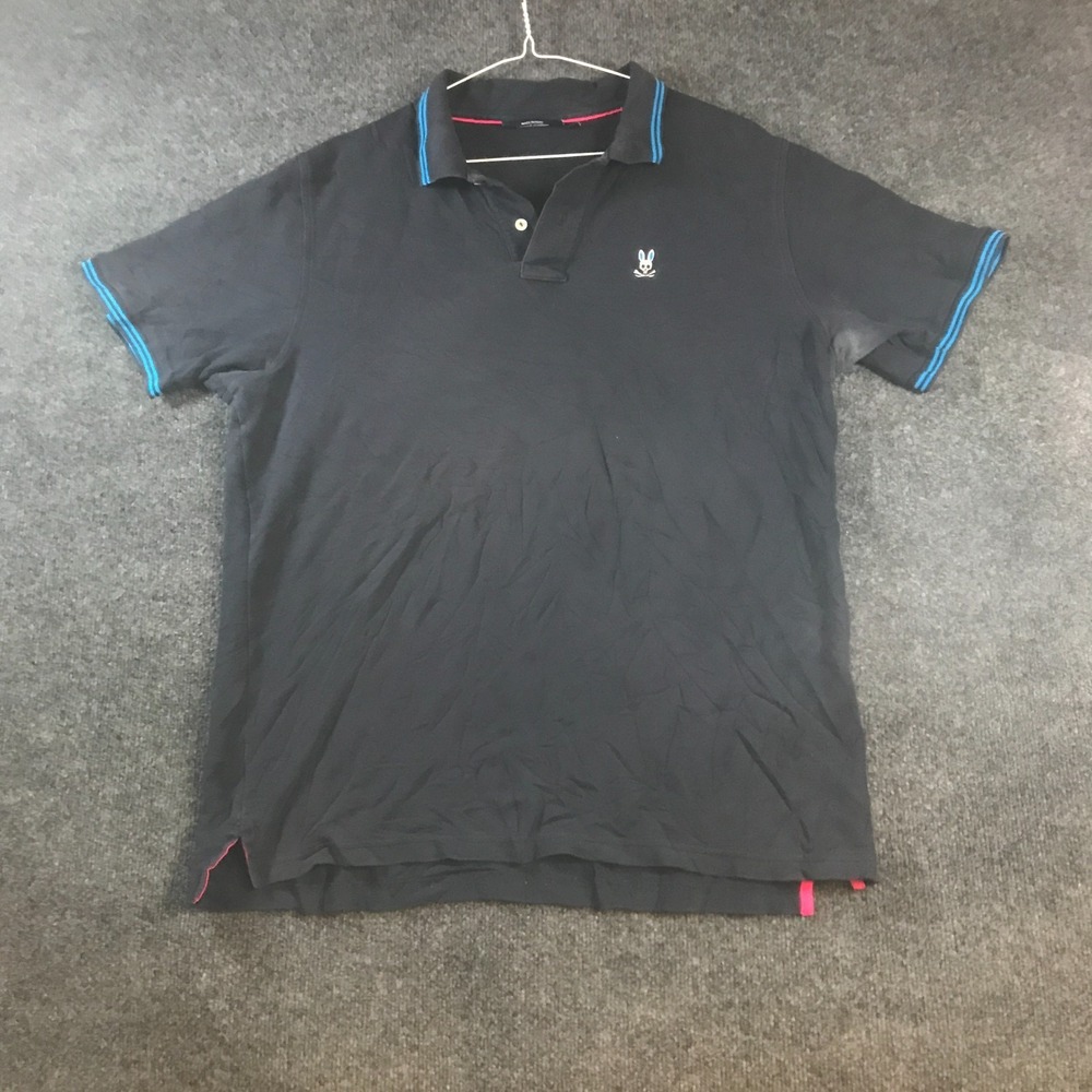 Psycho Bunny Polo Shirt Mens 7 XL Black Good Logo Pima Cotton Golf Sport